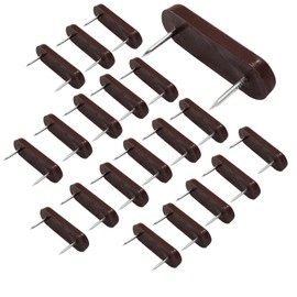 Unlorspy 20Pcs Plastic Head Double Pins Furniture Chair Leg Pins in Brown Bed Skirt Holding Pins for Bedskirts and Slipcovers (Brown)