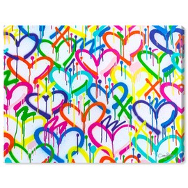 The Oliver Gal Artist Co. Abstract Modern Canvas Wall Art Corey Paige - Rainbow Graffiti Living Room Bedroom and Bathroom Home Decor 30 in x 24 in Pink and Blue, Wrapped Canvas