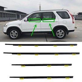 NLQR 4Pcs Outer Door Window Weather Strip Sweep Molded Trim Seal Weatherstrip Kit Compatible with Honda CRV 2002-2006 72450-SCA-E01 72410-SCA-E01 72950-S9A-003 72910-S9A-003
