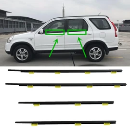 NLQR 4Pcs Outer Door Window Weather Strip Sweep Molded Trim Seal Weatherstrip Kit Compatible with Honda CRV 2002-2006 72450-SCA-E01 72410-SCA-E01 72950-S9A-003 72910-S9A-003