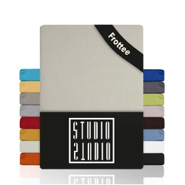 STUDIO Basic Terry Fitted Sheet 100 x 200 cm, Cotton Cuddly and Soft, Oeko-Tex 100, Brand Quality, Flat Sheet 100 x 200 cm for All Standard Mattresses up to 25 cm Height - Snow