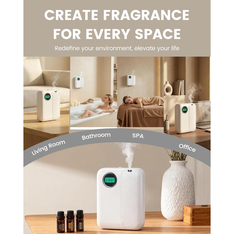 RoyAroma Waterless Essential Oil Diffuser for Home, Smart Scent Air