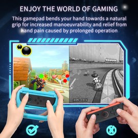 DLseego Hand Grip for Switch 2 Controller, 2PCS Joy-C Car Racing Steering Wheel Handle Grip Compatible with Switch 2,Red+Blue