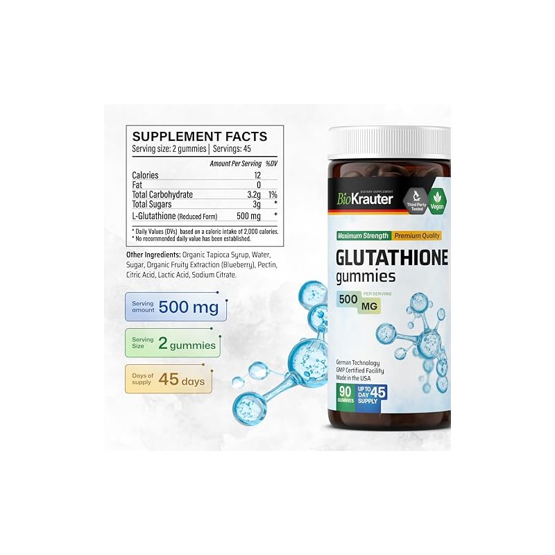 BIO KRAUTER Gomitas de L-glutatión - 500 mg - 90