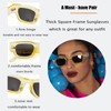 Teumire Retro Rectangle Polarized Sunglasses for Small Face Women Men