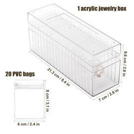 PEUTIER Acrylic Jewelry Box Organizer, Clear Jewelry Organizer with 20 Portable Jewelry Bags Travel Jewelry Case for Women Rings Earrings Necklaces