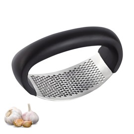 PARENCE.- Spremiaglio multifunzionale in acciaio inox - Macinaaglio piccolo e compatto con impugnatura ergonomica - 10,5x5cm, nero