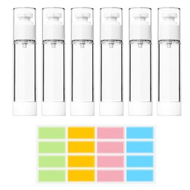 Pack of 6 50 ml Airless Pump Dispenser, Cream Dispenser Travel Bottles, Small Cream Dispenser Pump Bottle, Empty, Refillable Cream Dispenser, Empty Lotion Pump Bottle for Travel Lotions Shampoo