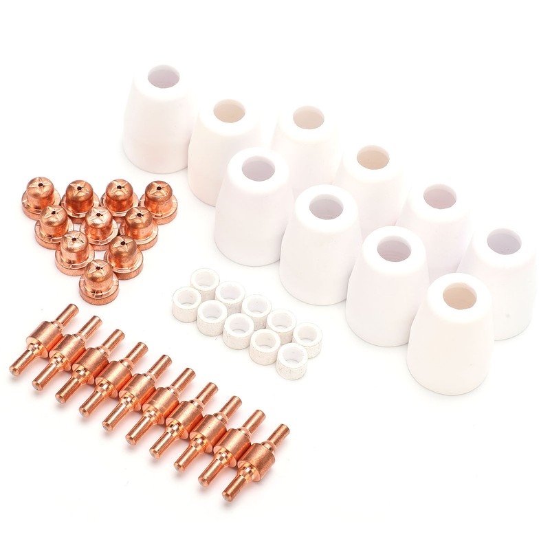 40Pcs Plasma Cutter Consumables Cutting Extended Electrode Electric Nozzle Ceramic