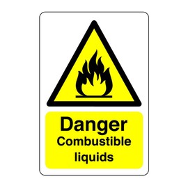 Safety First Display LTD Danger Combustible liquids Sign - 1.2mm Rigid plastic for indoor/outdoor usage (200mm x 150mm) Viewing Distance within 5m.