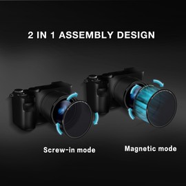 H&Y EVO Blue Streak Filter, 72mm Cinematic Flare Filter with Double-Mount Magnetic & Screw-in 2-IN-1, Blue Flare Anamorphic Effect for Video