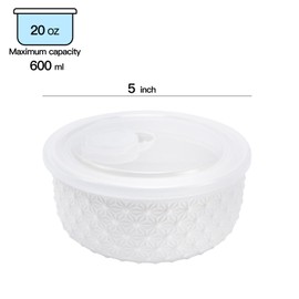 Mosuji 20 oz ceramic bowls with lids Set of 4 ,Oven-Safe Porcelain Ramekins with Lids,5 inch Serving Bowls with lids, Large White Souffle and Creme Brulee Baking Dishes, Set of Ramekin Bowls for Sauce and Dessert