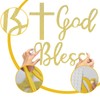 MASTRON God Bless Cross Sign for Backdrop - Glitter Gold