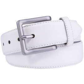 Fabio Valenti Mens Belt Heavy Duty Leather Casual Dress Belts for Men with Classic Buckle - Width 40mm 1.5" (30"-32", 2033 White)
