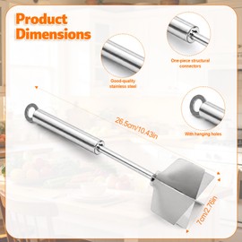 Mince Meat Masher, 304 Stainless Steel 6-Blade Heat-Resistant Non-Stick Ground Beef Hamburger Smasher Chopper & Potato Breaker Multi-Purpose Kitchen Shredder Tool for Food Vegetables & Meal Prep ﻿