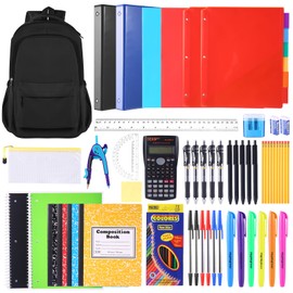 88 Pcs Back to School Supplies Kit with Backpack for High School College Students School Supply Box Essential Learning Tools Supply Box for Senior Students Teachers Includes Calculators (Black)