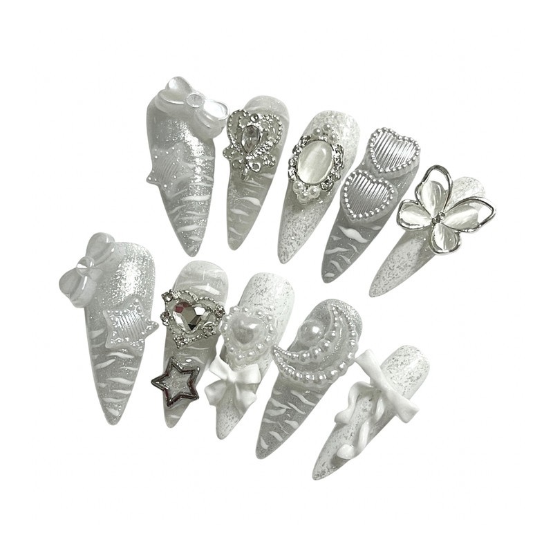 Shimmer y2k handmade nail tips - point (length - part