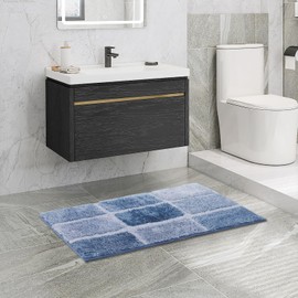 Simurq Non-Slip and Washable Bath Mat, Soft Bath Mat with High Absorbency, Bathroom Rug in Various Sizes and Colours, Bath Runner, Bathroom Mat (Blue, 40 x 60 cm)