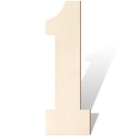 Wooden Letters and Numbers 17 Inch, Big Wooden Number 1 Shape Cutout Vintage Sports Style Unfinished Wood Alphabet Numbers for Wall Decor Nursery Name Painting Crafts Party Room Home Decoration