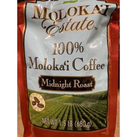 Fresh Roasted Coffee Molokai Estate 100% Moloka'i Coffee - Midnight Roast Whole Bean 1.5 lb