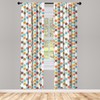Lunarable Mid Century Window Curtain Panels 4 Pack, 1950's Modern