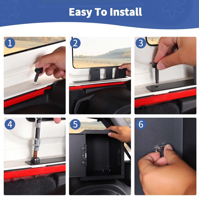 JOSHELA for Jeep JLU Right Side Trunk Safe Box with