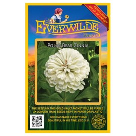 Everwilde Farms - 200 Polar Bear Zinnia Wildflower Seeds - Gold Vault Jumbo Seed Packet