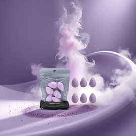 6PCS Mini Makeup Sponge Small Beauty Sponge Blender Set for Foundation, Powder, Concealer Highlight,and Eye Shadow, Purple