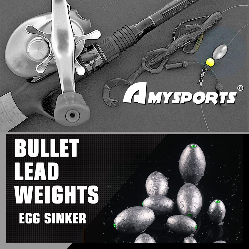 AMYSPORTS Egg Lead Fishing Weights Kit Drop Bass Weights Sinker