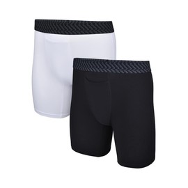 Tommy John Men’s Boxer Brief 8”, Cotton Basics Boxers with Contour Pouch, Soft Naturally Breathable Fabric Mens Underwear for Daily Wear, 2 Pack (White/Black, Small)