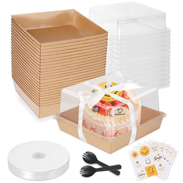 Hokimder 7 x 7 x 4 Inches Brown Paper Cake