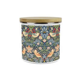 Purely Home Strawberry Thief Storage Canister - Morris Inspired Tapestry Artwork - Tea/Coffee/Sugar Enamel Hot Drinks Kitchen Container