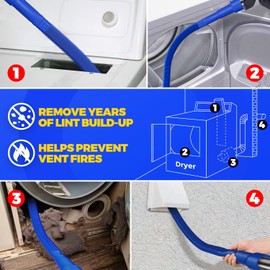 Holikme 2 Pieces Dryer Vent Cleaner Kit, Dryer Lint Vacuum Attachment and Flexible Dryer Lint Brush,Dark Blue