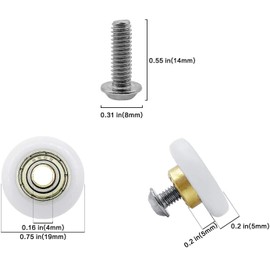 4 PCS Shower Door Rollers Replacement Shower Door Wheels Runners for Bathroom Shower Glass Sliding Door,19mm x 5mm