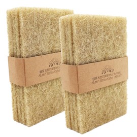 Paquete de 10 almohadillas para orejas naturales para fregar platos, 10 almohadillas para orejas de limpieza de sisal que no rayan, limpiadoras ecológicas de fibra de coco de vidrio para sartenes y ollas, compostables, biodegradables (paquete de 10)