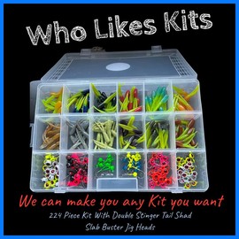 Double Tail Stinger Shad 1-3/4” Ten Per Pack - Colour: 224 Piece Kit With Tackle Tray & Slab Buster Jigs