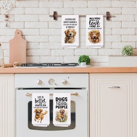 SPBL&L Golden Retriever Dog Kitchen Towels Set of 4, Golden Retriever Gifts for Women,Golden Retriever Decor Dish Towels for Kitchen, Golden Retriever Decorative Hand Towels for Bathroom, 16x24 Inches