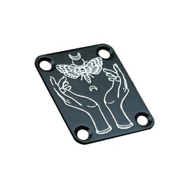 Guyker Guitar Neck Plate, 4-Holes Stainless Steel Electric Guitar Bass Neck Joint Plate NeckPlate Replacement Part (GN004, Black)