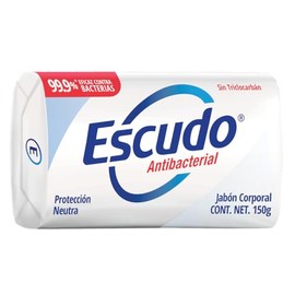 Escudo Antibacterial Jabón Protección Neutra Blanco, sin Triclocarbán. Barra de 150 gramos