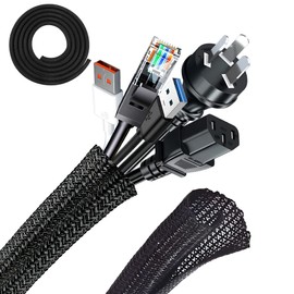 Wiring Cover, Braided Cable Sleeve, Total Length: 19.8 ft (3 m), Inner Diameter: 0.5 inches (13 mm), Cable Storage Sleeve, Prevents Dogs and Cats, Cord Chewing, Electrical Shock, Insulated, High