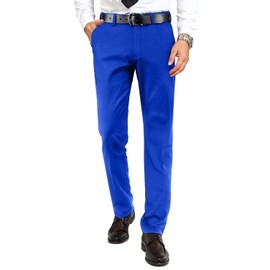 Anzuit Dress Pants for Men Royal Blue Slacks Hidden Expandable Waist Flat Front Pants Mens Stretch Pant Big and Tall Work to Weekend XL