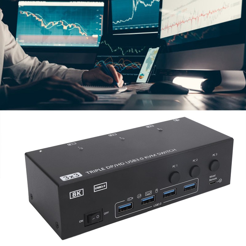 DisplayPort HD USB3.0 KVM Switch 8K At 60Hz 4K At