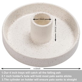 Palo Santo Holder, Ceramic Incense Holder for Palo Santo Sticks, Scent Wood Stand and Ash Catcher, Simple, Sturdy and Well Made Incense Burner, Cozy Speckled White