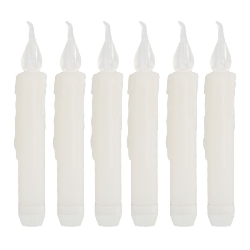 6 Pcs LED Taper Candles Smokeless Reusable Warm Light Long