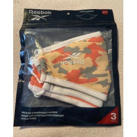 Reebok New Reebok Face Mask Cover Orange Camo Camouflage Coral Gray 3 In Pack