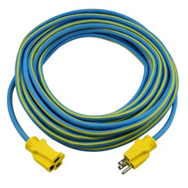 Prime KC506730 50-Foot 14/3 SJTW Kaleidoscope Heavy Duty Outdoor Extension Cord, Blue and Yellow