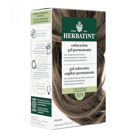 HERBATINT, Coloración Permanente para Cabello en Gel - color RUBIO OSCURO 6N - 170 ml - Sin Amoníaco - 100% Cobertura de Canas - para Pieles Sensibles