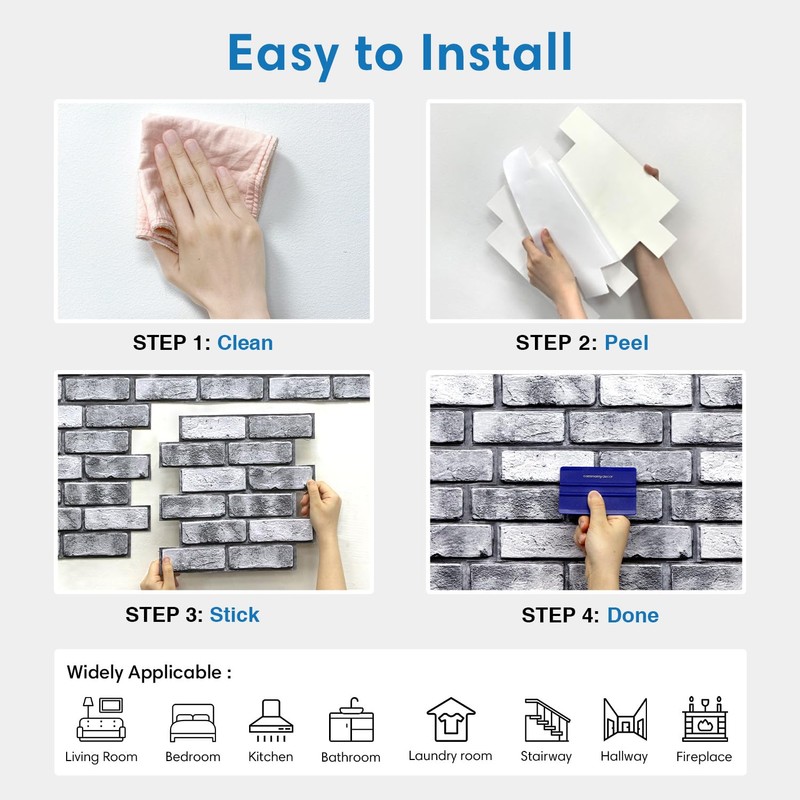 COMSTICKC 3D Faux Brick Wall Panel Peel and Stick, 10