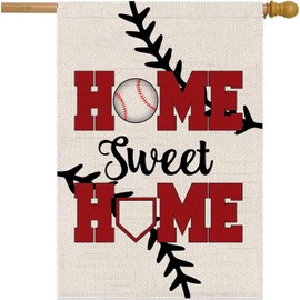 12x18 Inch Double Sided Summer and Spring Garden Flag - Baseball Home Sweet Home House Flag - Seasonal Large Outdoor Yard Flags of Burlap - Bat Ball Sport Flag Burlap Yard Outdoor Decorative