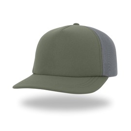 Bronco Ultrasuede Semi-Structured Classic Trucker Packable Brim, Travel Essentials, Boating, Running, Golf, Workout, 5 Panel Green/Grey